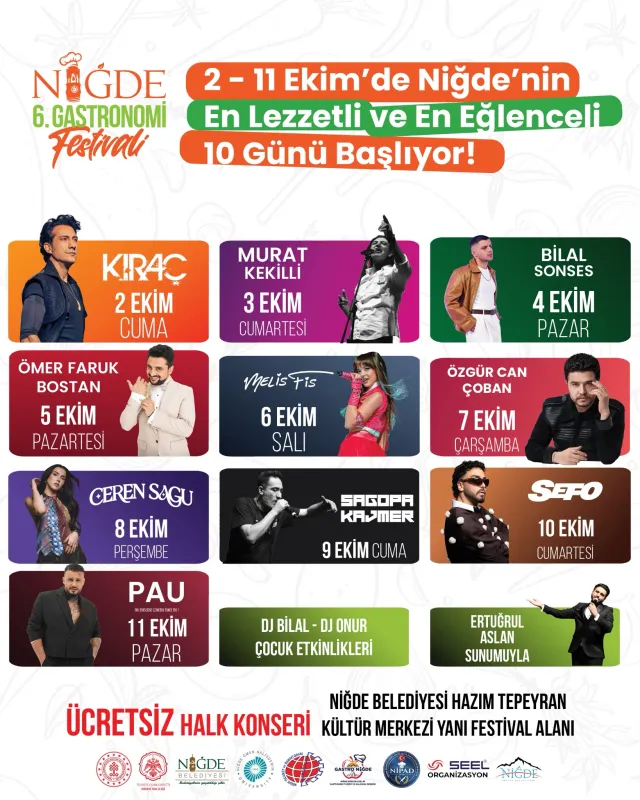 Niğde 6. Gastronomi Festivali Konserler